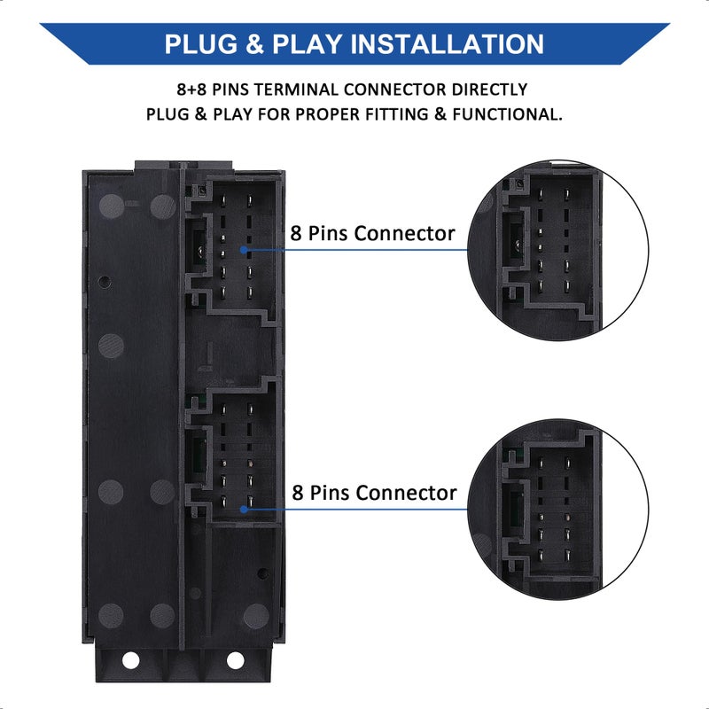 AiYiGu Driver Side Power Window Control Switch Gray Buttons, Compatible with 1999-2002 Chevrolet Silverado and GMC Sierra 1500 2500 3500, Replace OE 19259957, 901-117, 15047637, 2-Doors Pickup Truck - Image 3